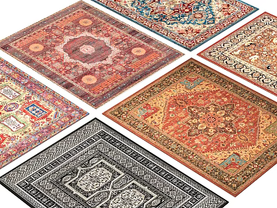 European Retro Carpet Nanyang Persian Carpet Ethnic Style Carpet Color Carpet Fabric Carpet Rectangular 3d model