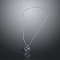 Silver Necklace with Round Patterned Pendant and Shiny Thin Chain on Dark Background with Reflection 3d model