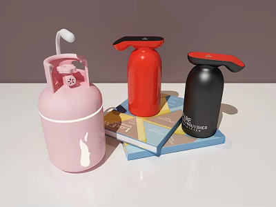 Three Stylish Daily Electrical Appliances in Pink Red and Black Designs 3d model