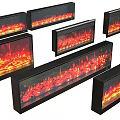Modern Electric Fireplaces With Different Shapes Sizes And Realistic Flame Effects 3d model