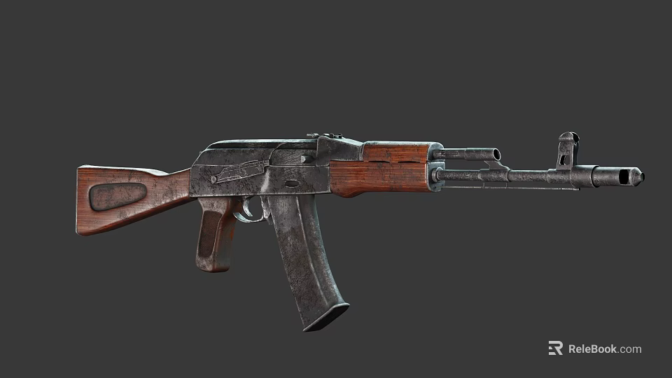 Classic Tactical Assault Rifle With Wooden Stock Grip And Metal Components 3d model 