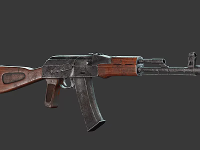 Classic Tactical Assault Rifle With Wooden Stock Grip And Metal Components 3d model
