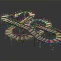 Multi Level Spiral Walkway Structure With Curved Paths And Support Columns