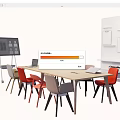 Modern Meeting Table and Chair Office Meeting Discussion Table and Chair Combination 3d model