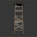 Wooden Hunting Observation Tower With Multi Level Platforms Ladder And Elevated Structure 3d model