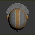 Ancient Warrior Helmet With Blue And Gold Intricate Carvings And Metal Construction