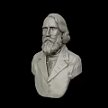 Classical Male Bust Sculpture With Beard And Star Decorated Coat