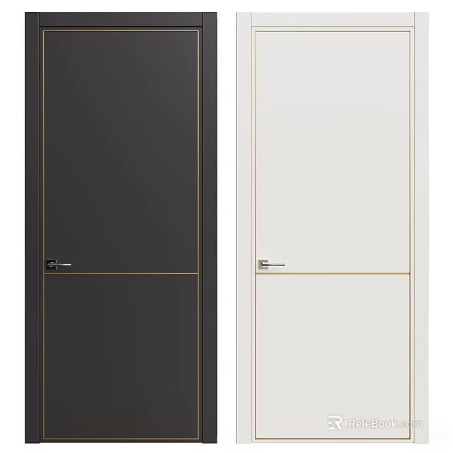 Sleek Modern Hinged Door In Black And White For Home Interior Design 3d model 