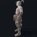 Muscular Man With Intricate Tattoos Wearing Rope Belt And Leg Armor Warrior Inspired Character Design
