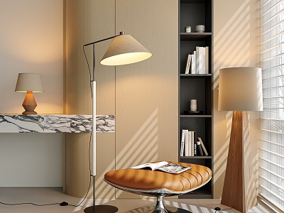 Modern floor lamp table lamp combination fishing lamp floor lamp table lamp decorative lamp venetian blinds carpet books ornaments model