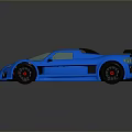 Glossy Blue Sports Car With Sleek Aerodynamic Design And Rear Spoiler