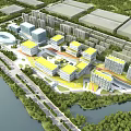 Eco Friendly Industrial Factory Complex With Green Landscaping River And Road Networks