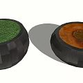 Aquatic Fish Tanks in Wooden Barrel and Round Shapes with Green Plants