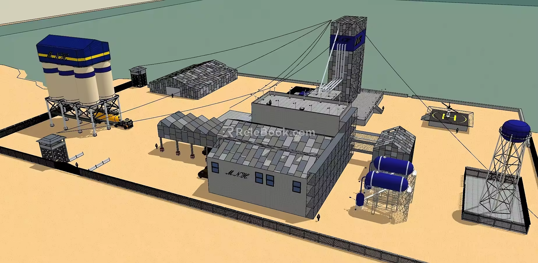 style factory mixing station concrete mixing station 3d model