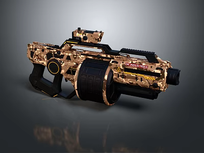 Camouflage Tactical Weapon With Scope Grip And Modern Detailed Design Elements 3d model