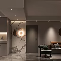 Modern Luxury Dining And Living Room Interior Design With Marble Accent Wall And Comfortable Furniture