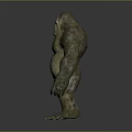 Giant Muscular Monster Game And Movie Character In Standing Pose With Rough Skin And Claws