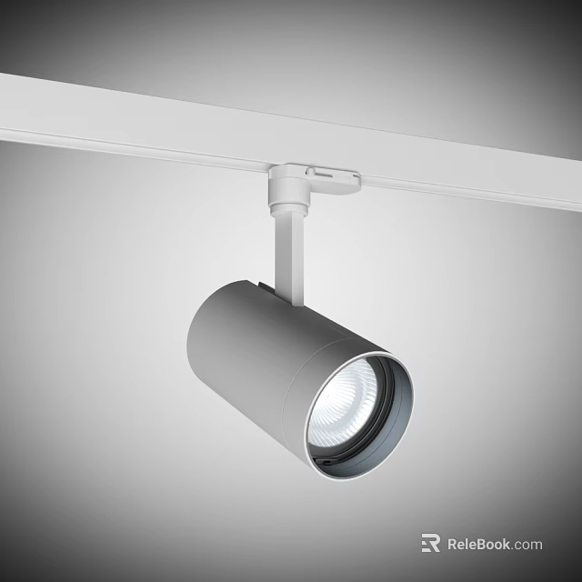 Modern Gray Cylindrical Track Mounted Downlight Spotlight for Home Ceiling Illumination 3d model