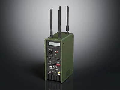 HARRIS Green Commercial Communication Device With Three Antennas And Control Panel 3d model