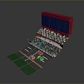 Racing Cars on Stadium Track with Red Grandstand and Spectators