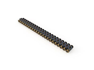 Tactical Weapon Ammunition Belt With Black Strap And Golden Bullets Arranged In Long Strip 3d model