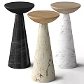 Modern Stylish Side Tables With Conical Bases And Various Materials In Black Beige White