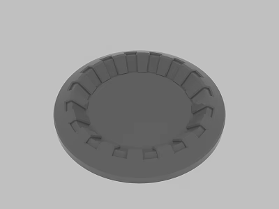 Gray Circular Decorative Disc With Grooved Edges And Intricate Pattern 3d model