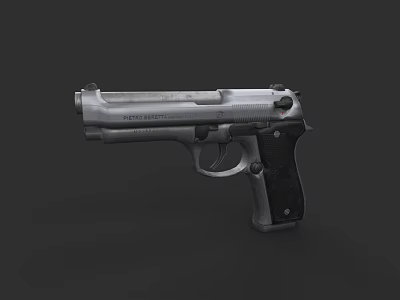 Silver Metal Pistol With Black Grip And Classic Firearm Design Elements 3d model