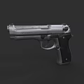 Silver Metal Pistol With Black Grip And Classic Firearm Design Elements