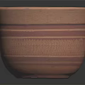 Rustic Handcrafted Terracotta Flower Pot With Striped Texture As Garden Ornament Decor