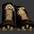 Vintage Leather Football Boots with Classic Design Yellow Laces and Studded Soles