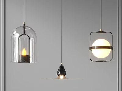 Modern Pendant Lights with Glass Shade and Metal Frame for Contemporary Home Decor 3d model