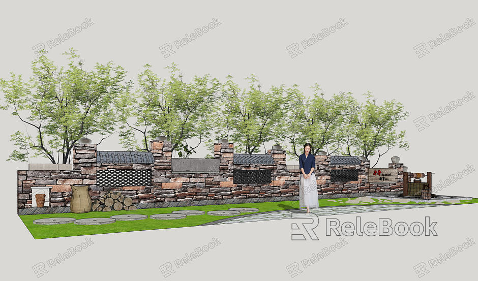 New Chinese Style Landscape Wall Rural Folk Culture Landscape Wall model