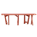 Modern Red Wooden Flower Stand With Unique Leg Structure And Long Design
