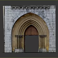 Gothic Entrance Gate Featuring Stone Arch Carved Walls And Decorative Columns