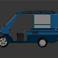 Blue Modern Tricycle With Cab Side Window And Roof Rack Design