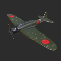 Vintage Green Fighter Plane With Red Circle Markings On Wings Front Propeller And Dark Background