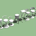 Various Modern Bar Stools with Backrest and Backless Designs Metal Frame and Swivel Base 3d model