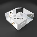 HONOR Exhibition Booth With White Modern Design Geometric Elements And Brand Logo
