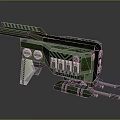 Green Security Device With Striped Design And Multi Barrel Components 3d model
