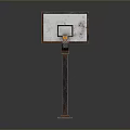Rusty Basketball Hoop Featuring Weathered Backboard Net And Metal Pole Base Stand