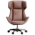 Modern Comfortable Leather And Gray Fabric Leisure Chair With Swivel Wheels Design