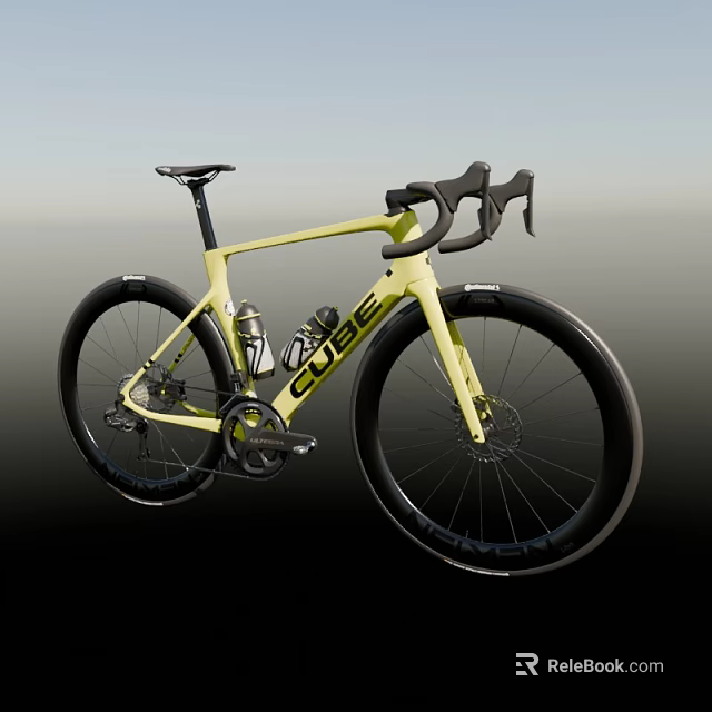 Cobe Yellow Road Bike With Drop Handlebar Black Wheels And Frame Details 3d model 