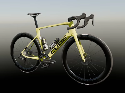 Cobe Yellow Road Bike With Drop Handlebar Black Wheels And Frame Details 3d model