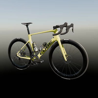 Cobe Yellow Road Bike With Drop Handlebar Black Wheels And Frame Details 3d model