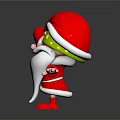 Green Face Christmas Themed Cartoon Character Wearing Red Santa Hat And White Beard