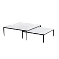 Modern Nesting Coffee Table With White Tabletop And Black Metal Legs 3d model