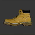 Yellow Work Boots With Laces Black Collar And Durable Rubber Sole 3d model
