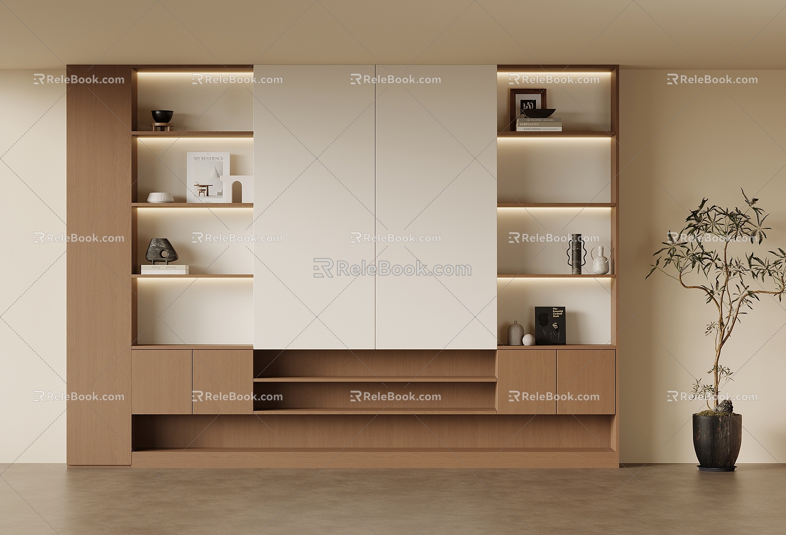 Middle Style Bookcase Bookshelf 3d model