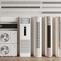 Different Types of White Air Conditioner Fans Indoor and Outdoor Display Collection